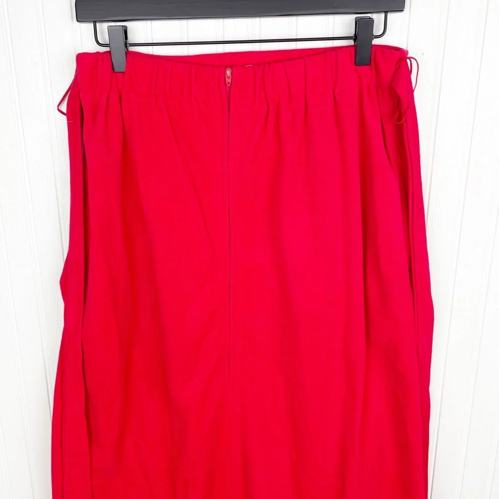 Vintage 1970s Velvety Soft Red Floral Embroidered Maxi Skirt by Evelyn Pearson